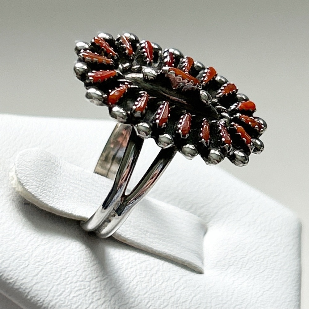 Vintage Signed Rq Panteah Zuni Coral Needlepoint … - image 6